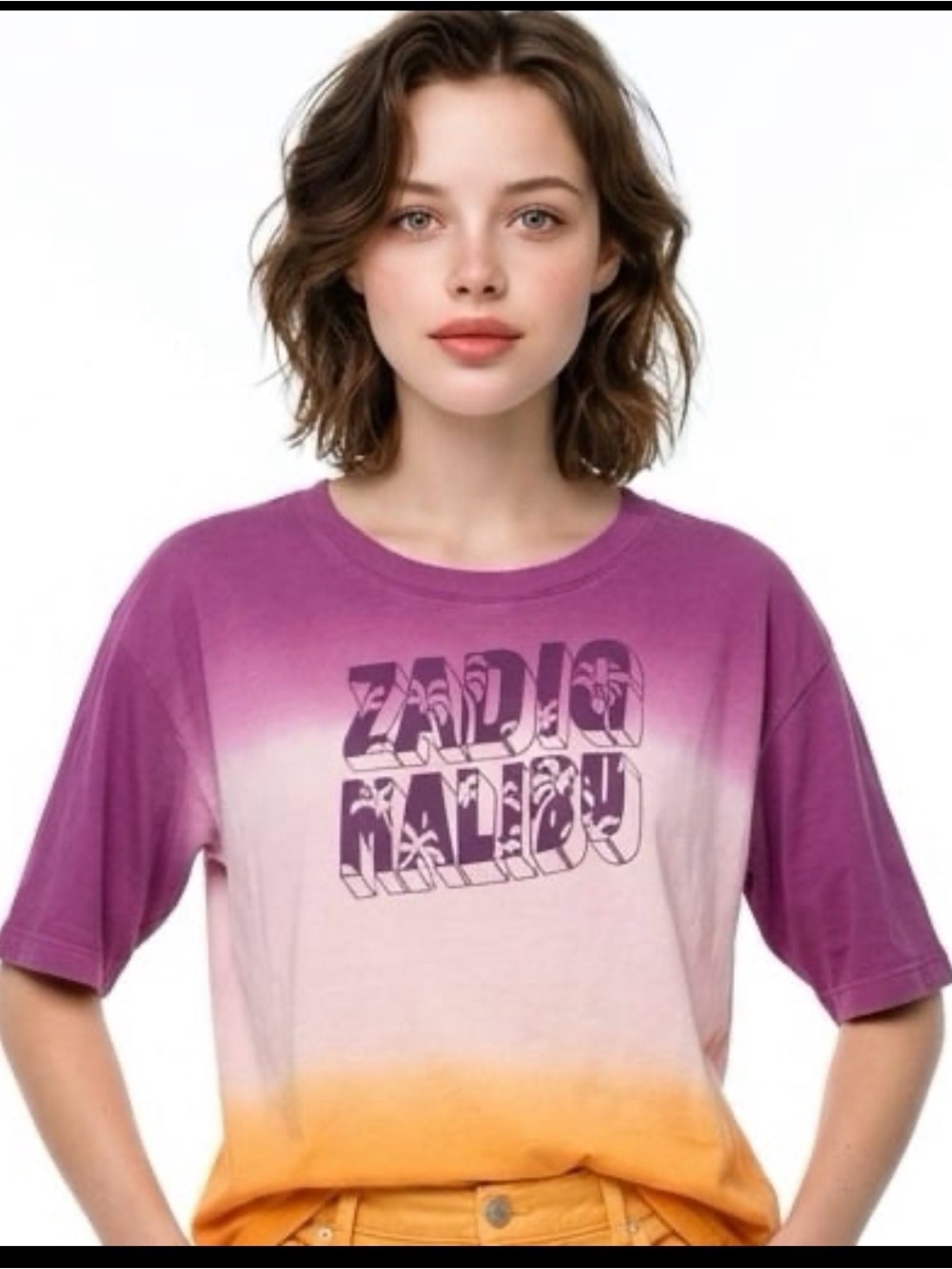 Zadig & Voltaire Ombre Logo Tee — Purple, Pink, Orange